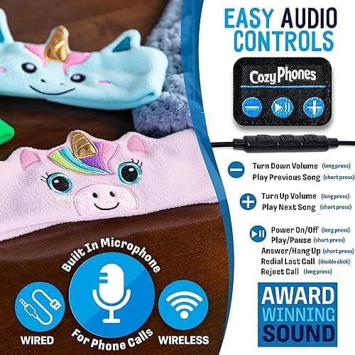 CozyPhones Headband HEADPHONES for Kids – Panda Design, Volume Limited, Soft Fleece, Comfortable for Sleep & Travel, Baby Headband Headphones, Music Headband, Headband Earphones for Sleeping — view 5