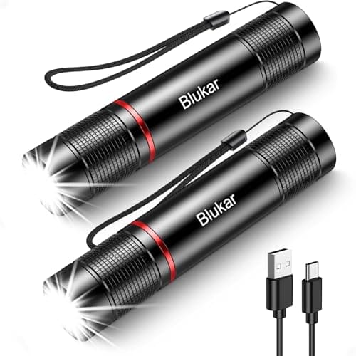 Blukar LED Torch Rechargeable, [2 Pack] 2000L Super Bright Flashlight