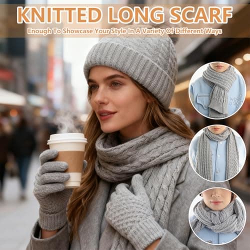 wokdsbl 5 PCS Hat and Scarf Set for Women Cold Weather Accessories — view 4