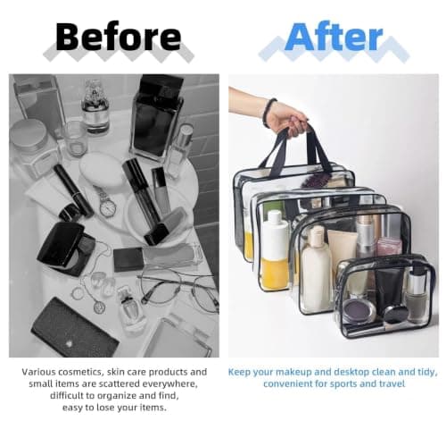 Clear Travel Toiletry Bag 6 Pack,Waterproof,Family Summer Holiday Camping — view 6