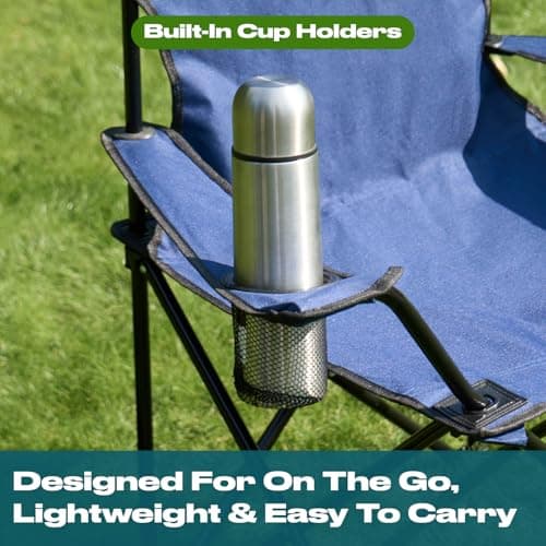 OHS Camping Chairs Set of 2, Foldable Camping Chair Outdoor Compact Portable Chairs Festival Garden Hiking Fishing Picnic Chair Sturdy Drinks Cup Holder, Navy — view 4
