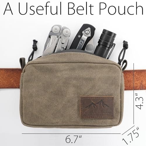 diodrio Belt Pouch for Men Women YKK Zippers EDC Pouch, Belt Bag Waist Pack for Traveling, Hiking, Outdoors, Water Resistant, Heavy Duty Waxed Canvas, Olive, Medium, Olive, S, Outdoors, Travel, Hiking — view 2
