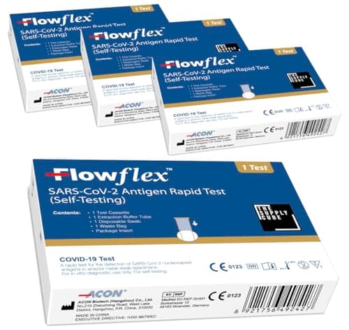 The Supply Cube Flowflex One Step Lateral Flow Test Kit | 4 Single Packs | One Step Test for Sars-CoV-2 Antigen | Covid-19 Self Testing Rapid Test | Not for Travel | 4 Pack — view 4