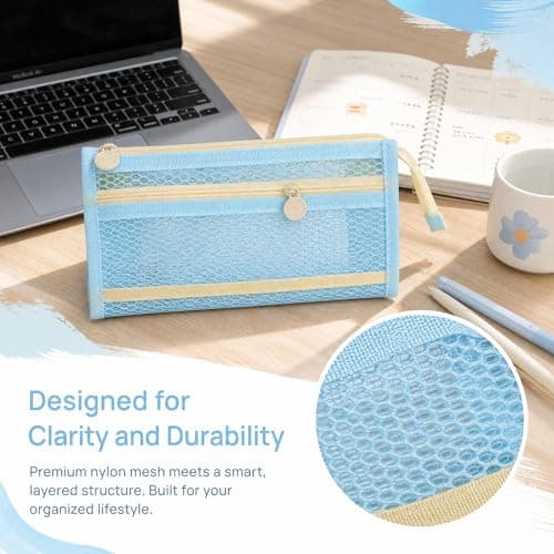 DINSAGE 2 PCS Clear Pencil Case, Transparent Small with Large Capacity Zipper Pouch, Portable Exam for School Office Travel, Pencil Case for Students, Teens, Adults — view 3