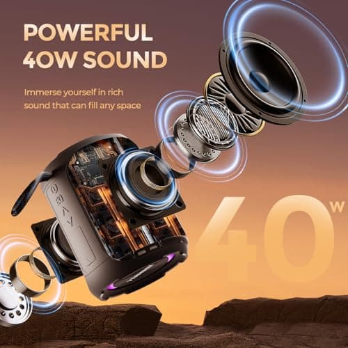 YEAHBOX Portable Bluetooth Speaker with Stereo Wireless IPX7 Waterproof Speaker, TWS Pairs, Bluetooth 5.3 with 4-in 1 BT/Aux/TF-Card/U Disk Input, Wireless Speaker for Outdoor/Home/Party — view 5