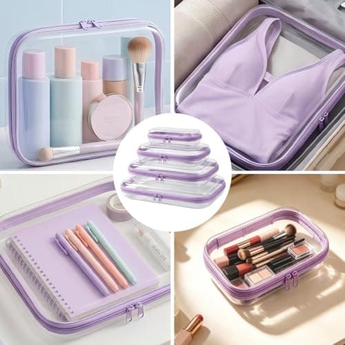 4PCS Clear Hard Shell Zipper Cases, Transparent PET Storage Bags for Travel — view 5