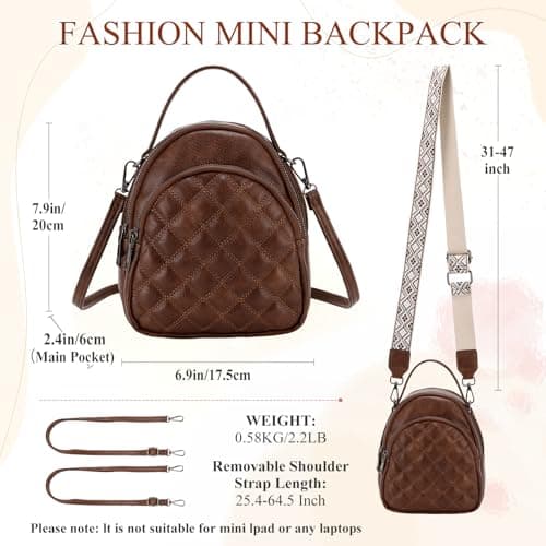 VX VONXURY Small Backpack Women, Fashion Vegan Leather Ladies Purse Mini Vintage Shoulder Bag for School Work Travel — view 2