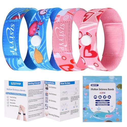 SZSTYYP Motion Sickness Bands for Kids Travel Sickness Bands Kids Sea Sickness Wristbands for Kids Cruise Travel All Natural…