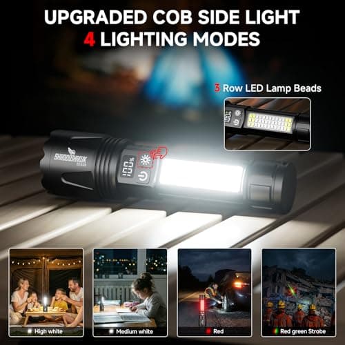Shadowhawk Super Bright LED Torch Rechargeable with COB Light & Magnetic — view 3