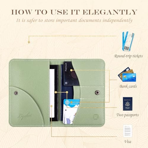 Lychii Slim Passport Holder RFID Blocking Travel Wallet - PU Leather Protector Case for Quick TSA Access, Secure Boarding Passes & ID Cards for Men Women International Travel — view 5