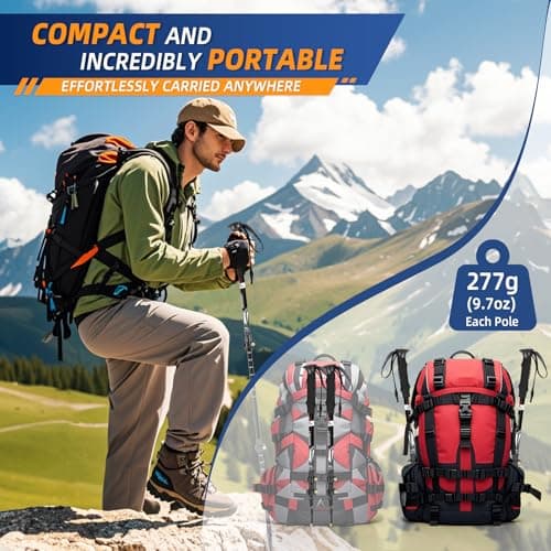 Telescopic Walking Sticks for Women&Men, Lightweight Hiking Poles — view 3