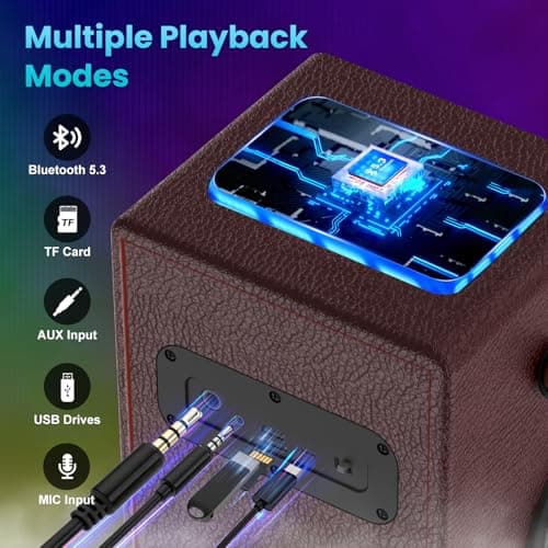 Bluetooth Speaker, 120W Peak Power Portable Speakers Wireless (Burgundy) — view 5
