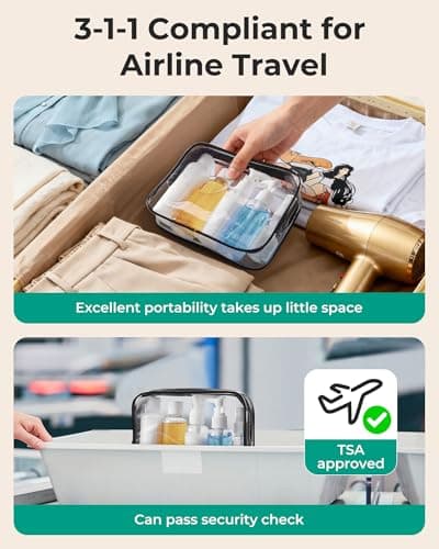 BAGSMART 7pcs Clear Toiletry Bag with Travel Bottles Set, TSA Approved — view 2