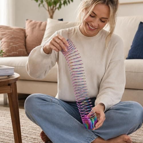 Spiral Spring Play, Mini Spiral Spring for Party Bags, Engaging Sensory Tool for Classroom Rewards and Entertainment, Portable Rainbow Coil for Travel, Gold Foil Accent Design — view 6