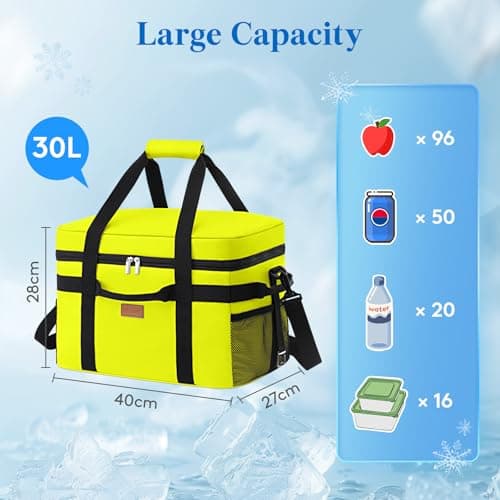 Lifewit 30L Cooler Bag with Liner, Large Insulated Picnic Bag, Apple Green — view 2