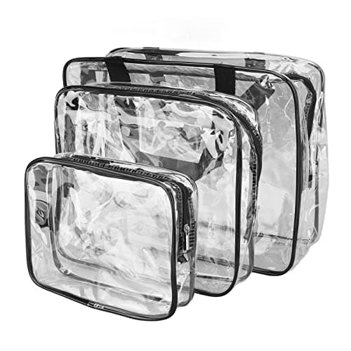 Generic Clear Portable Cosmetic Travel Bags for Efficient Organization for Fitness and Storage, Pack of 3 (Black)