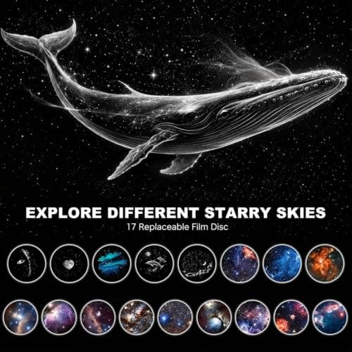 Plug and Play Star Projector Night Light – HD Glass Lens, 360° Flexible Neck, USB Powered, Interchangeable Theme Discs, Portable Galaxy Lamp for Bedroom, Home Theater, Car, or Travel (12 Slides) — view 2