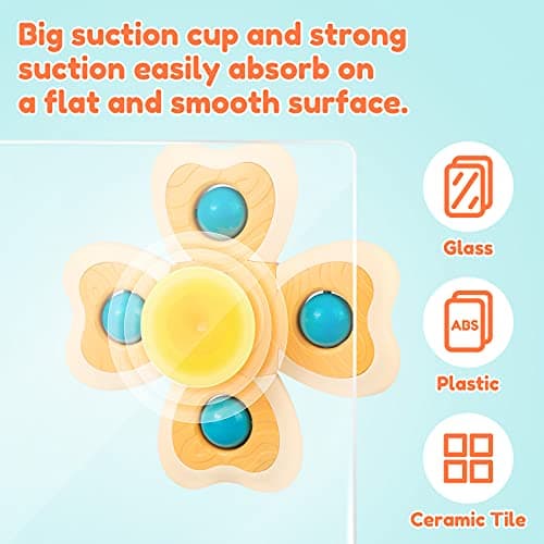 Vanmor Baby Suction Cup Spinning Top Toys, Spinner Toys for Babies-4pcs — view 4