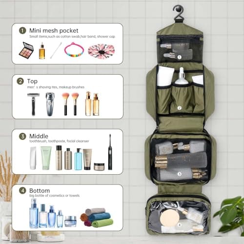Boic Hanging Toiletry Bags, Wash Bags for Men, Travel Toiletries Bag Men — view 5