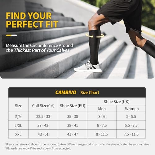 CAMBIVO Compression Socks 3 Pairs for Men & Women, 20-30 mmHg Flight Socks — view 3