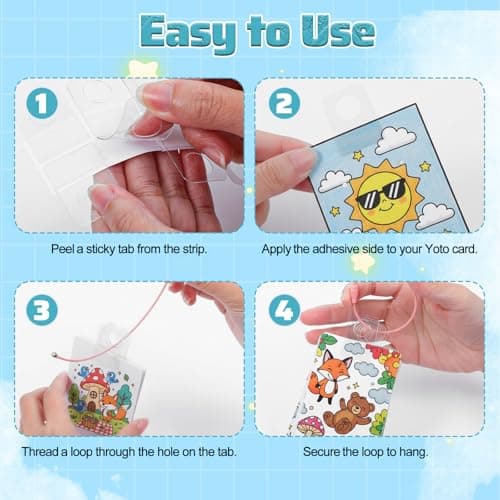 200 Pcs Card Holder Compatible with Yoto Cards, Portable Self-Adhesive Label with 10pcs Stainless Steel Key Ring Loops Compatible with Yoto Accessories Storage Organizer(0.87x1.26in) — view 6