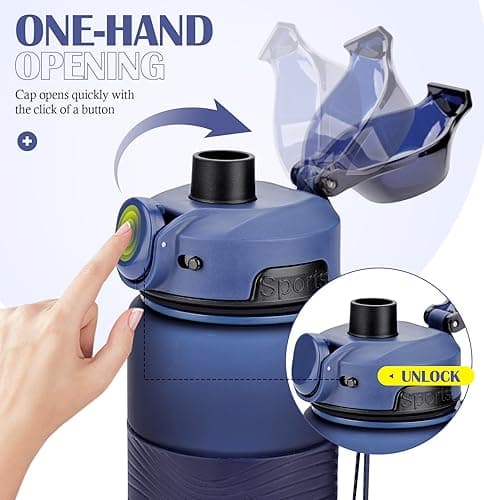 CodiCile Water Bottle, BPA Free 1l Water Bottle Leak Proof Drinks Bottle, Large Sports Bottle Great for Gym, School, Office and Travel (Navy Blue) — view 5