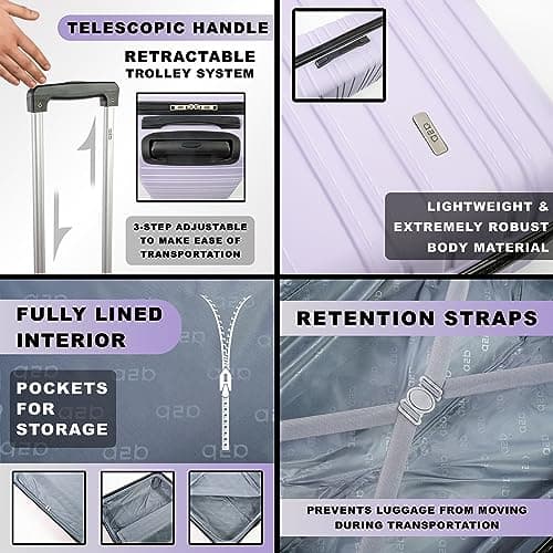 A2B Luggage XL 32" Suitcases with Wheels - Hard Shell Lilac Suitcase — view 3