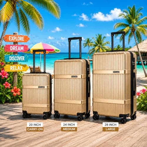 Fly Kite Luggage 24 Inch Medium Suitcase PC+ABS Hard Shell with Aluminium Trolley Handle Real TSA 3 Digit Secure Lock 360° Smooth Wheels Lightweight Suitcase Brown — view 5