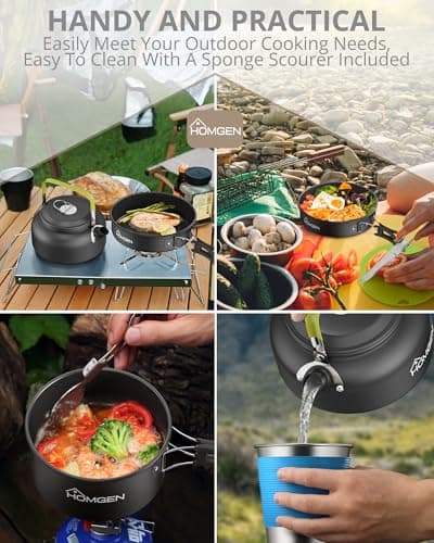 HOMGEN 21PC Aluminium Camping Cooking Set for 2-3 People with Camping Stove — view 5