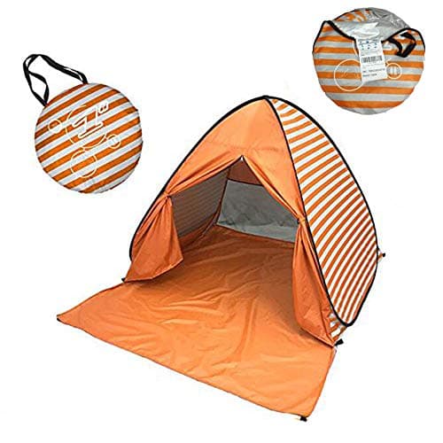 Eplze Automatic Pop Up Beach Tent for 2-3 Persons-Stripe Style (Orange) — view 2
