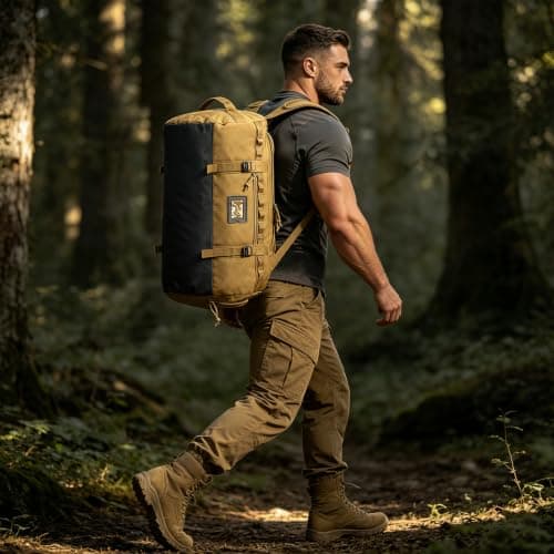 TAIHOYIN 60L Travel Duffel Bags for Men Gym Duffle with Back Straps Brown — view 2