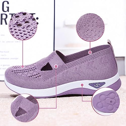 Women Orthopedic Casual Shoes Breathable Soft Sole Orthopedic Walking Shoes Women Orthopedic Walking Sneaker Lightweight Athletic Walking Shoes Lavender — view 5