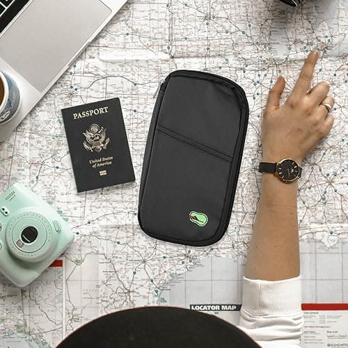 GLADFRESIT Travel Wallet Passport,RFID Organizer Pouch for Cards, Documents, IDs, Money (Black) — view 5