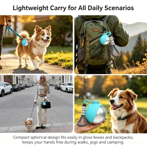 2-in-1 Portable Dog Water Bottle 285ml, Stainless Steel Pet Water Dispenser — view 4