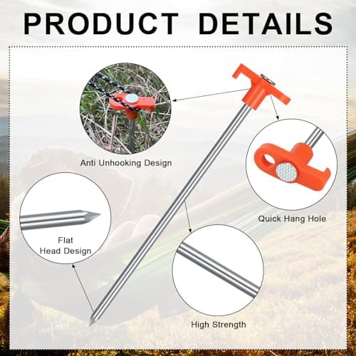 Saerryor 10 Pack Tent Pegs Metal Heavy Duty Camping Pegs — view 3