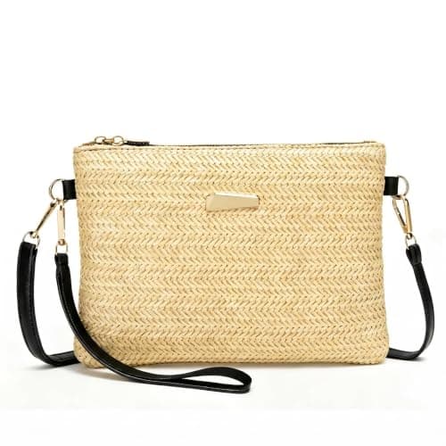 SINJAETRQ Straw Crossbody Bag for Women Summer Beach Holiday Handbag Boho Woven Raffia Purse with Adjustable Strap