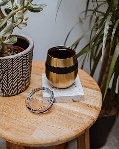 CAFE CONCETTO Reusable Coffee Cup 8oz/230ml - Premium Insulated Tumbler with Lid - Keep On-The-Go Drinks from Water to Wine Hot or Cold - Stainless Steel (Gold) — view 4