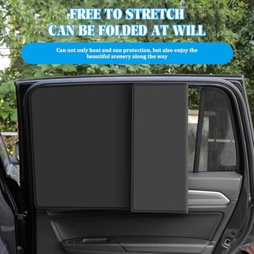 Car Window Shades 4Pcs Magnetic Stretchable Side Window Sun Shade Light Proof Privacy Car Covers Foldable Universal UV Protection for Camping and Travel — view 6