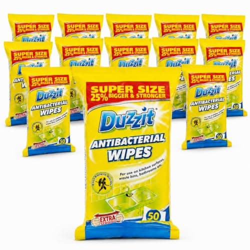 12 pack Antibacterial Wipes 600 Jumbo Wipes, Extra Strong 25% Bigger & Stronger, Multi-Purpose Household Cleaning Wipes for Kitchen, Bathroom, Bins & Surfaces