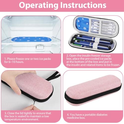 Fefod Insulin Cooler Travel Case, Medicine Cooler for Travel Insulin Case with 2 Ice Pack, Diabetic Supplies Insulin Pen Case, Diabetic Small Storage Travel Pack, Portable Insulin Travel Case — view 5