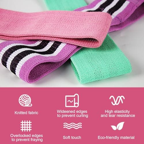 3 Pack Fabric Resistance Bands for Legs, Glutes and Hips — view 4