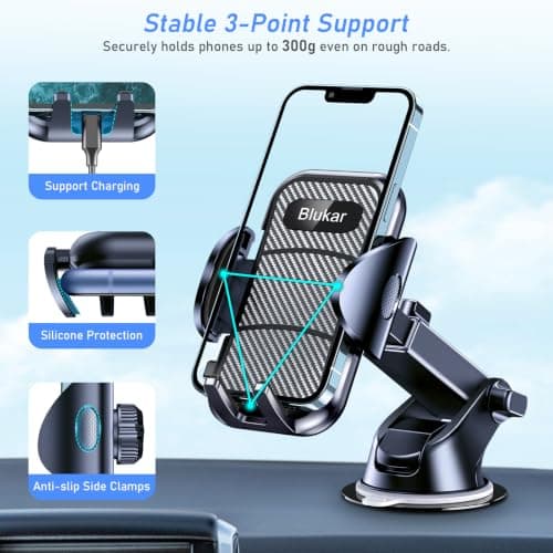 Blukar Car Phone Holder, Adjustable Car Phone Mount Cradle 360° Rotation — view 3