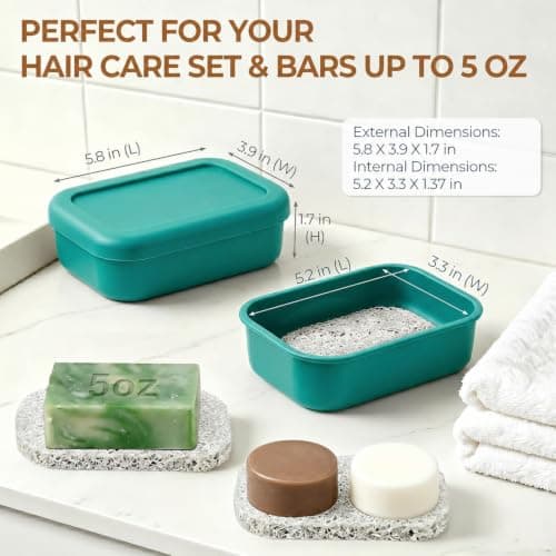 AIMAIAIMAI Enhanced Leak-Proof Travel Soap Case, Silicone Soap Container with Draining Layer, Keep Soap Dry, Portable Bar Soap Holder for Bathroom, Camping, Gym, Easy to Clean (Green) — view 2