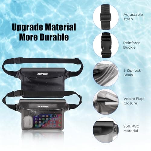 ECHTPower Waterproof Pouch Bag,2-Pack,Waterproof Dry Bag with Adjustable Waist Strap for Swimming, Rafting, Kayaking, Boating, Camping, Hiking, Fishing — view 6