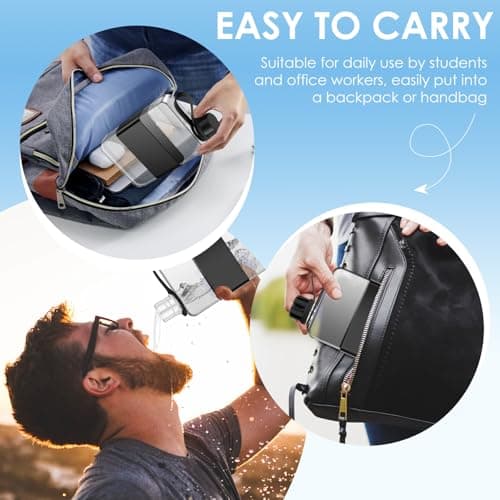 Ghshanog Flat Water Bottle for Purse,500ML Portable Square Water Bottle with Handle,Tritan Slim Water Bottles Leak-Proof Travel Flask Mug for Mountain Climbing, Camping, Parties, School — view 4
