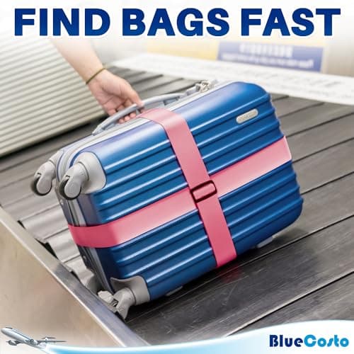 Luggage Straps for Suitcase - Pink, 1.9m x 5cm, 4 Pack - Strap for Suitcases - TSA Approved by BlueCosto — view 5