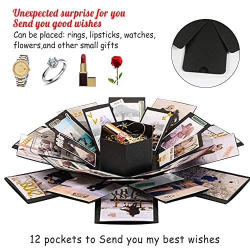 Cosswe Explosion Box, Surprise Box DIY Photo Album Scrapbook Folding Gift Box Handmade Commemorative Album for Birthday Valentine's Day Wedding Memory — view 5