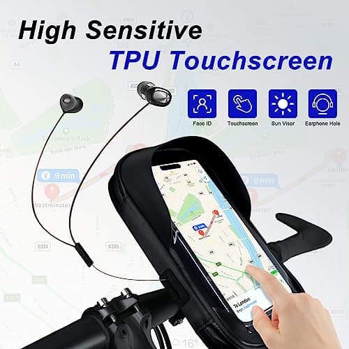 Flintronic Bike Phone Holder - Waterproof 360° Rotating Mount, Touchscreen Compatible Cycling Handlebar Bag for iPhone & Samsung Smartphones up to 6.4'' — view 6