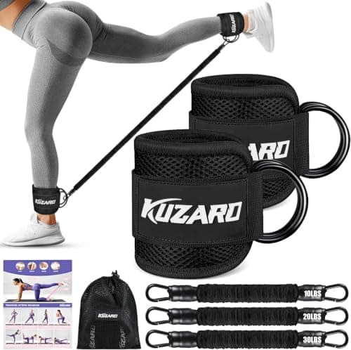 KUZARO Resistance Bands with Ankle Straps, Glute and Leg Workout for Women