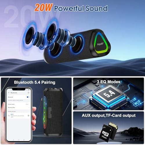 Hupoaf Magnetic Golf Bluetooth Speaker, 20W Loud Stereo Sound, 24H Playtime — view 3